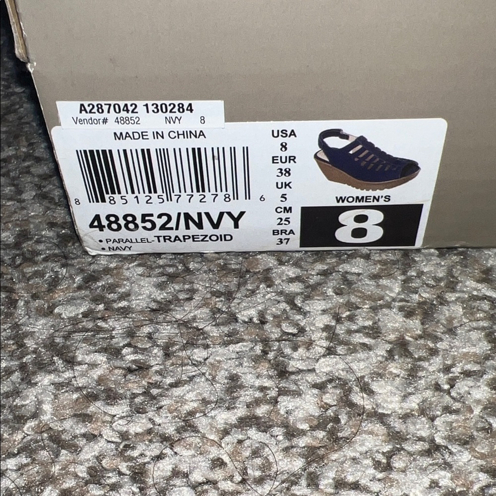 EUC Skechers Navy Blue Cutout Wedge Slingback Sandals W/Box - Picture 11 of 11